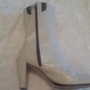 Leather mid calf boots